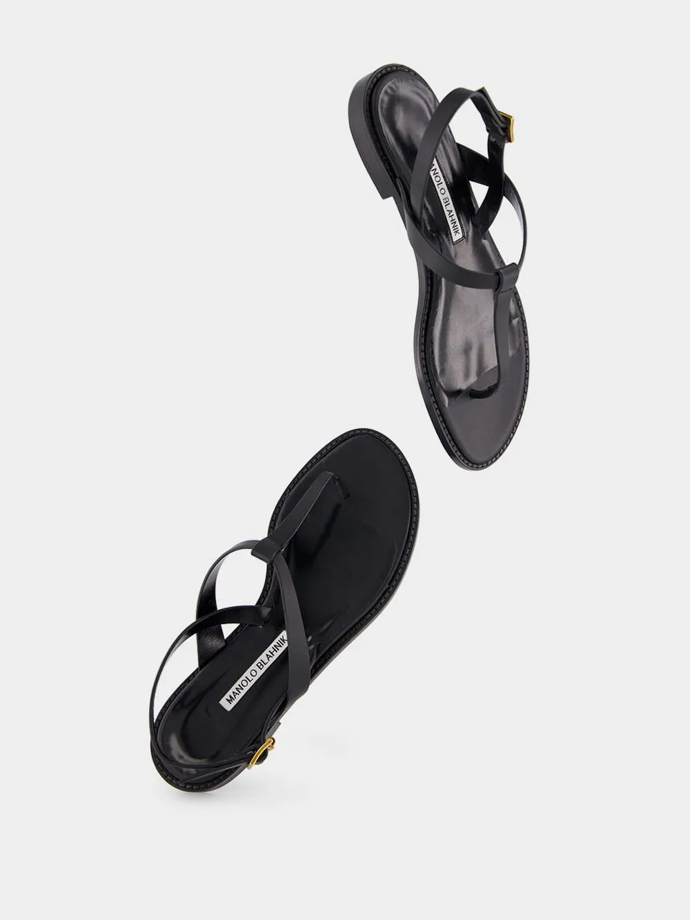 Black Calf Leather Sandals