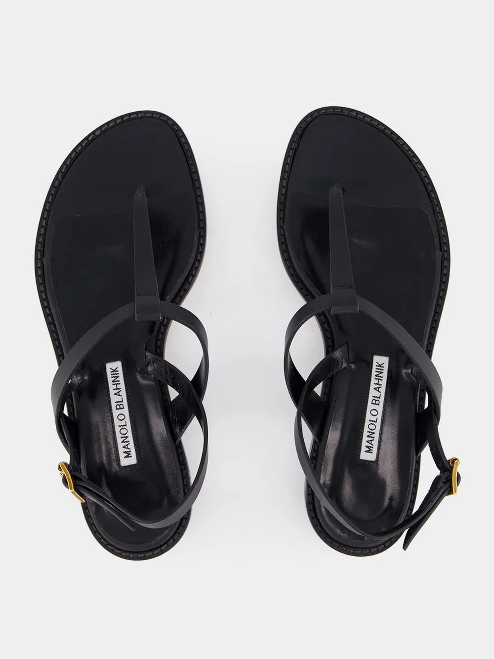 Black Calf Leather Sandals