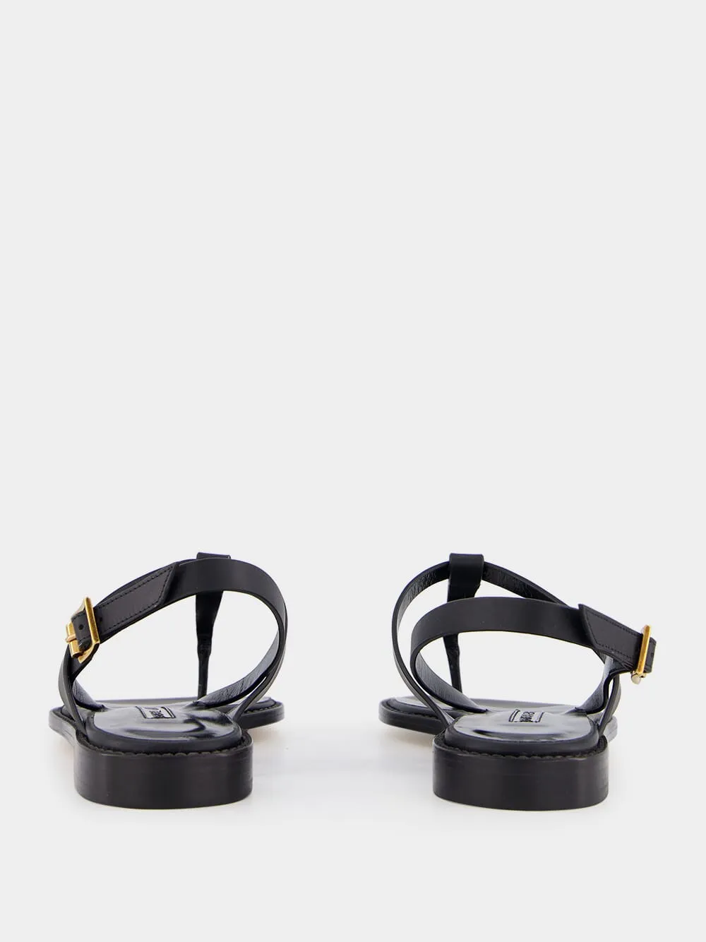 Black Calf Leather Sandals