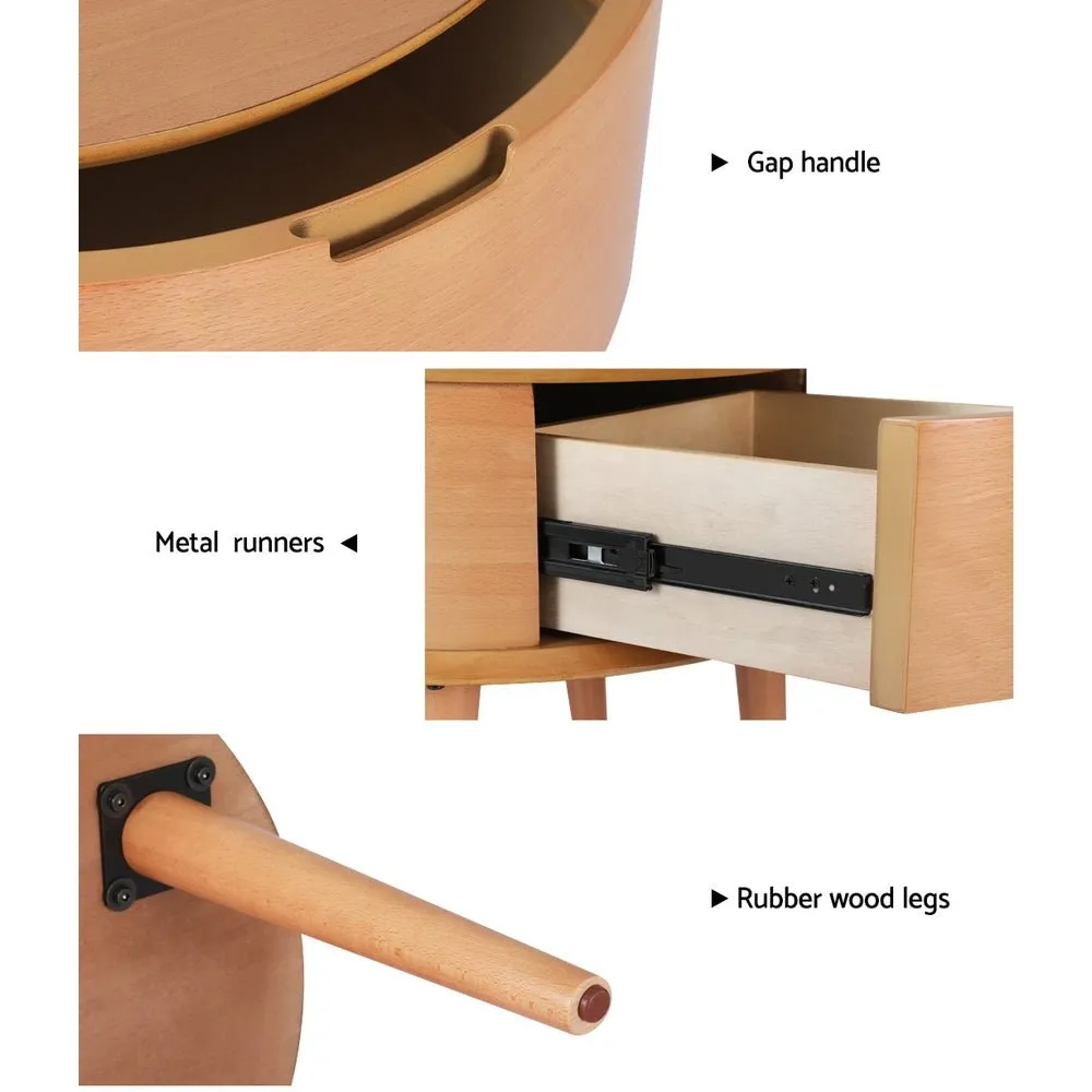 Enzo Curved Bedside Table Oak
