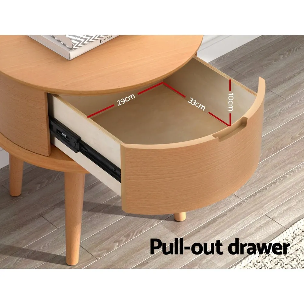 Enzo Curved Bedside Table Oak