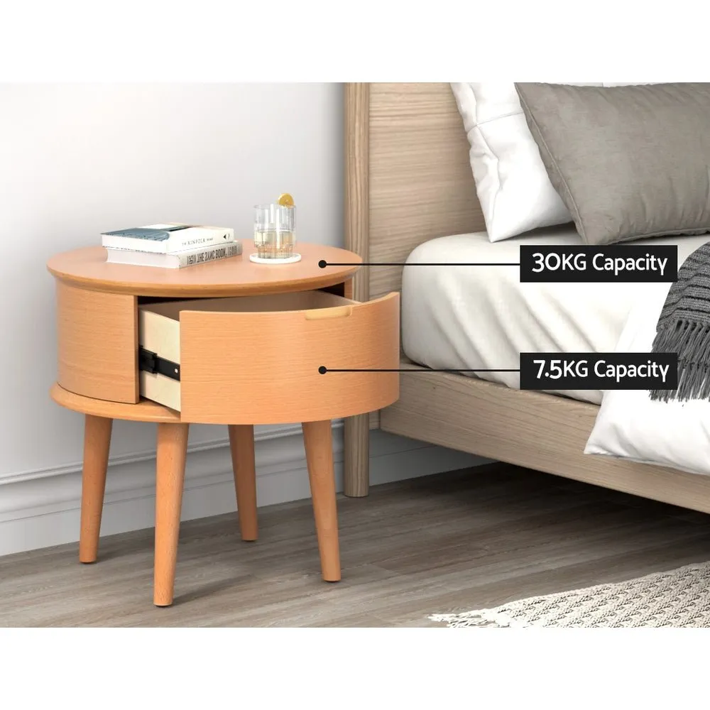 Enzo Curved Bedside Table Oak