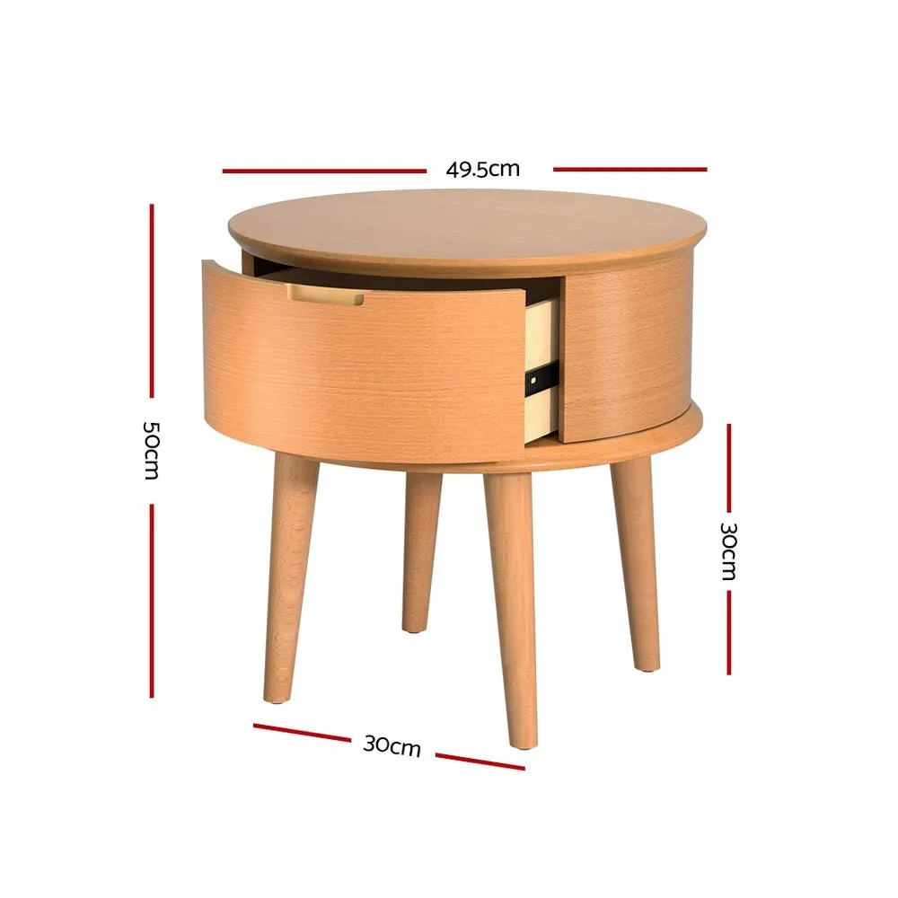 Enzo Curved Bedside Table Oak