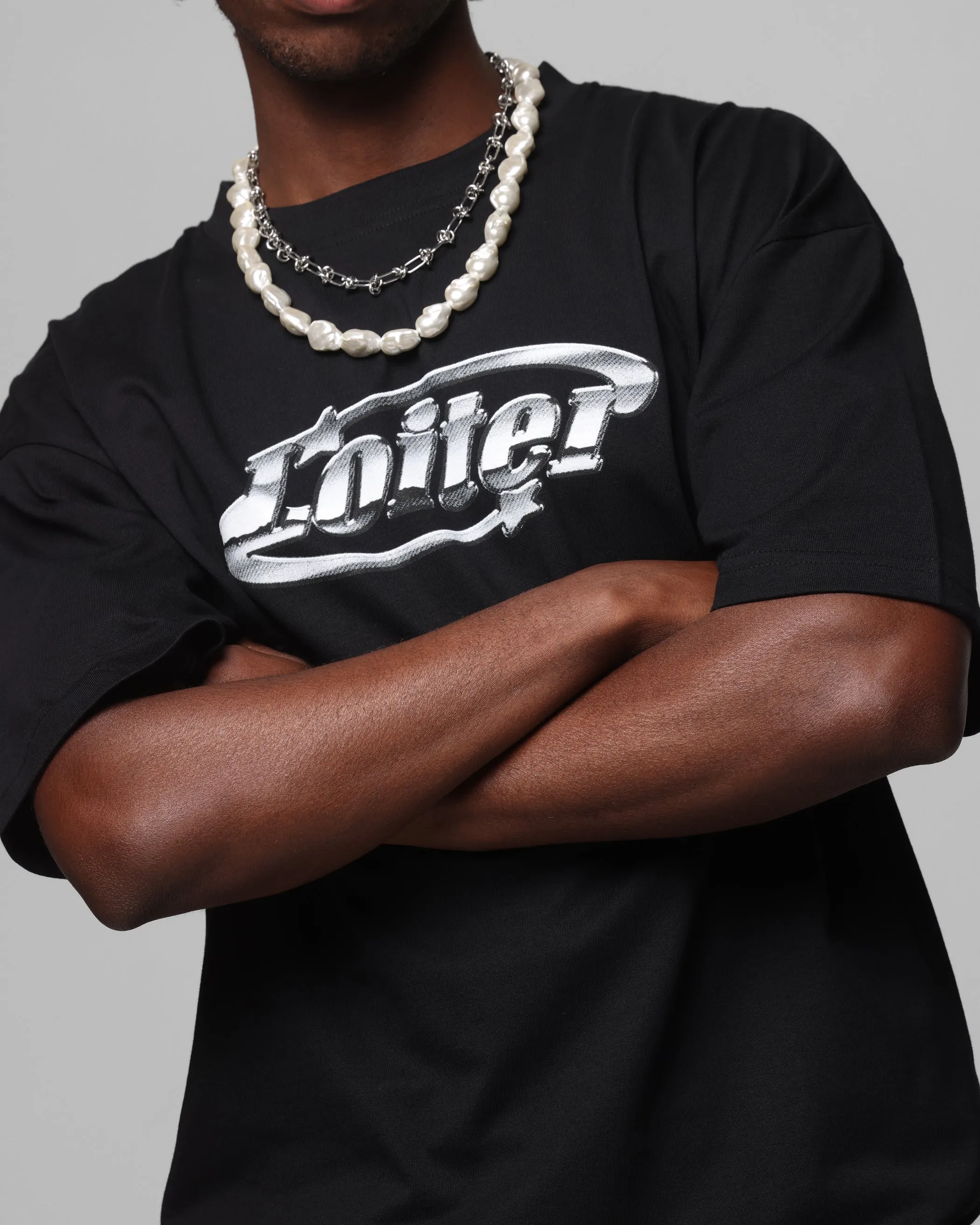 Loiter Chrome Logo T-Shirt Black
