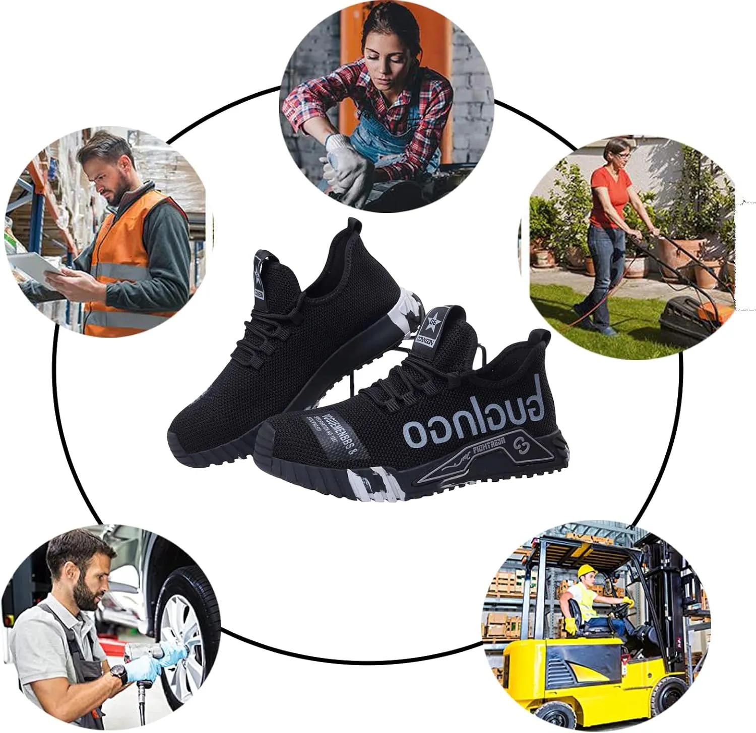 Men Women Indestructible Work Shoes,Lightweight Safety Shoes Slip Resistant Work Sneaker Breathable Puncture Proof Shoes