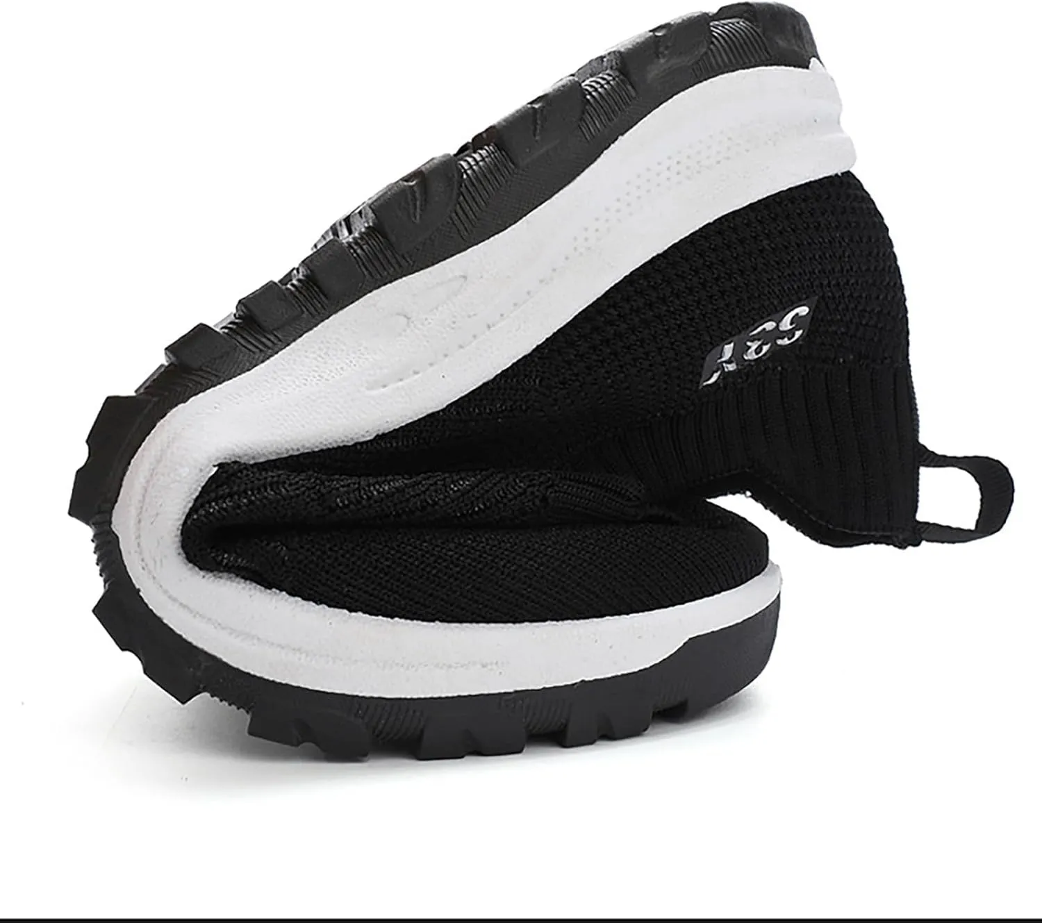 Men's Slip On Sock Shoes Breathable Mesh Sneakers Thick Bottom Non Slip Elastic Knit Sneaker Labor Work Shoes