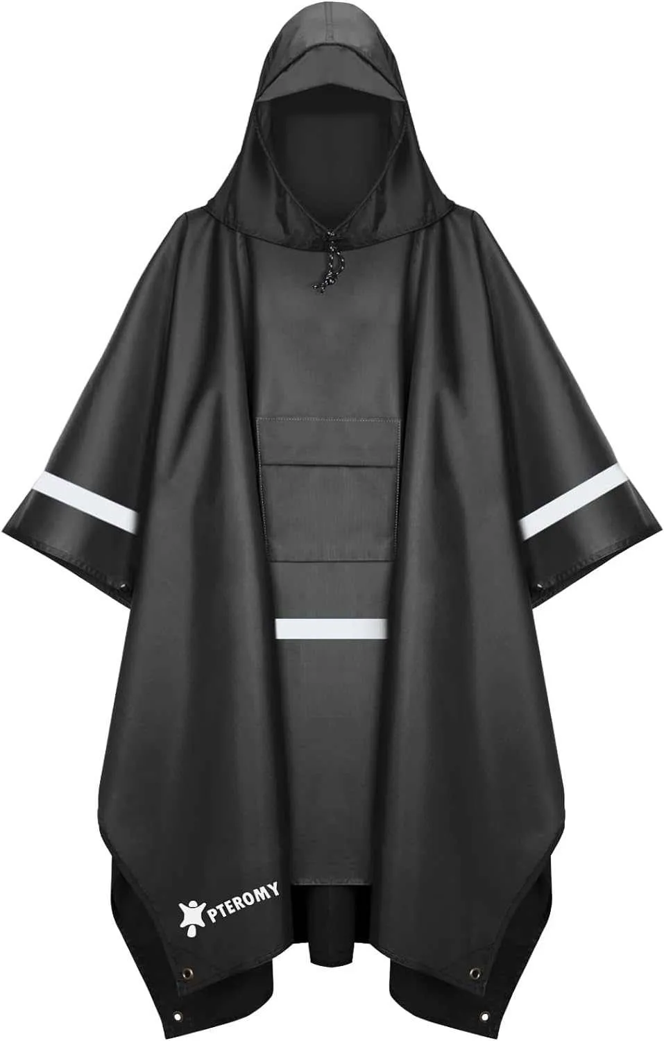 PTEROMY Hooded Rain Poncho for Adult with Pocket, Waterproof Lightweight Unisex Raincoat for Hiking Camping Emergency