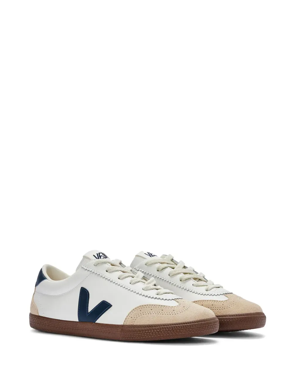 Volley Leather in White/Nautico/Bark