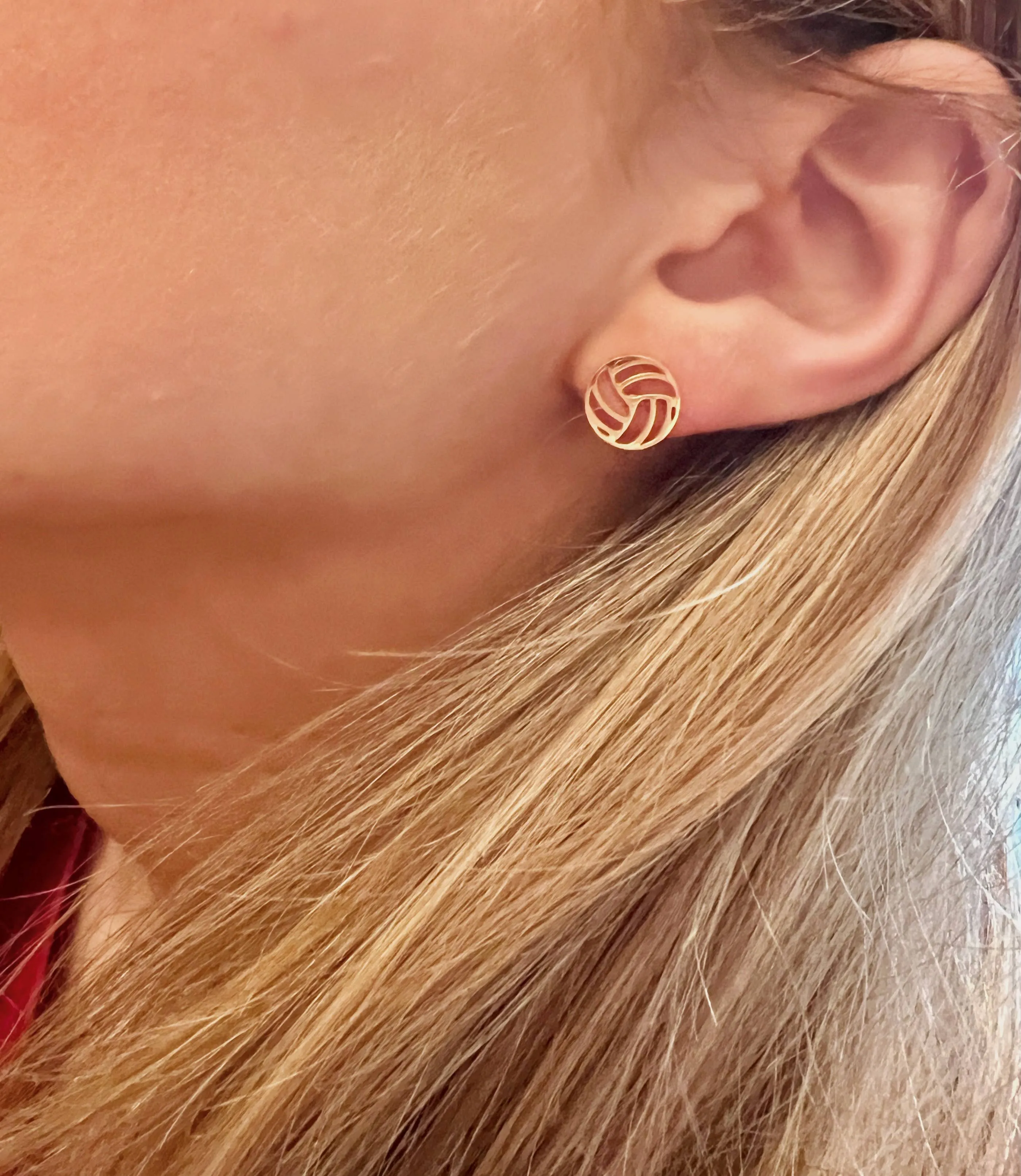 Volleyball Gold Stud Earrings
