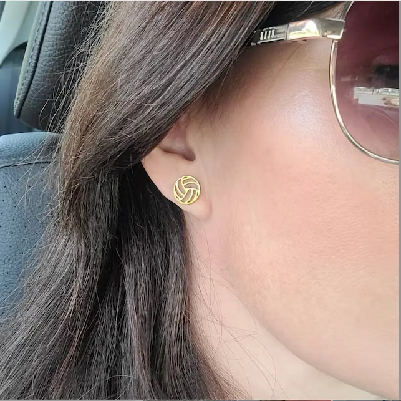 Volleyball Gold Stud Earrings